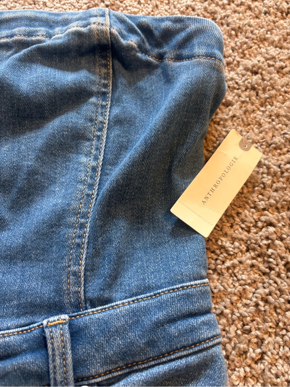 Pilcro Strapless Dark Blue Denim Dress with Front Slit - Picture 4 of 10